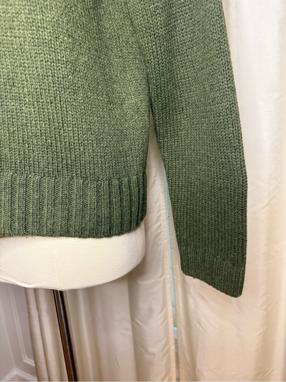 Sézane La Maille Olive Green Merino Wool Military Shoulder Sweater Size S - Picture 5 of 12